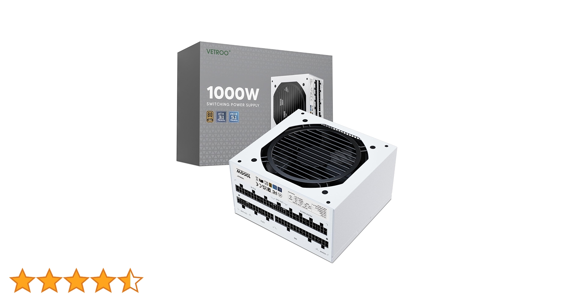 Amazon | Vetroo 1000W電源ATX 3.0 ReadyダブルPCIe 5.0, 80